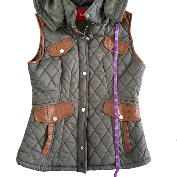 Fashionomics Quilted Hooded Vest Olive and Brown women’s size M goblincore - Picture 14 of 16